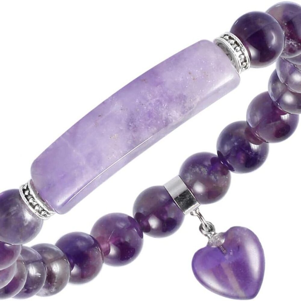 Healing Stone Bracelet 8mm Beads Chakra Crystal Energy Heart Charm Bracelet Hand